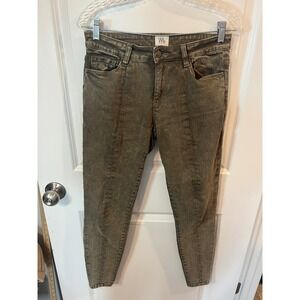 Wash Lab Womens Skinny Jeans Front‎ Seam Detail Olive Green Size 27